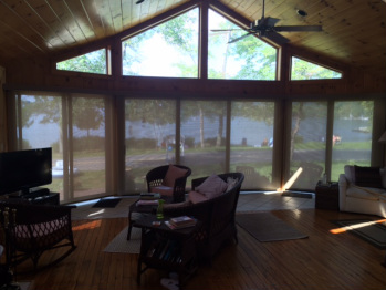 Solar woven shades on Lake George 