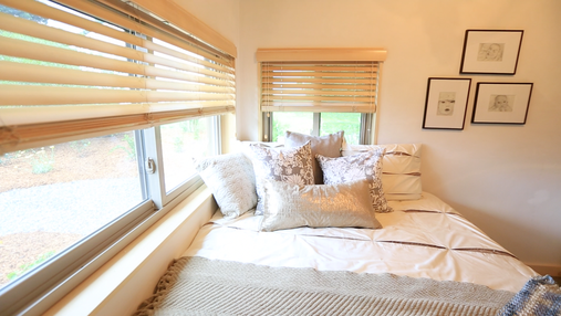 Wood blinds installed in Montpelier for the Tiny House Nation TV series.