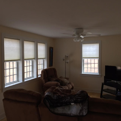 custom window shades in a living room