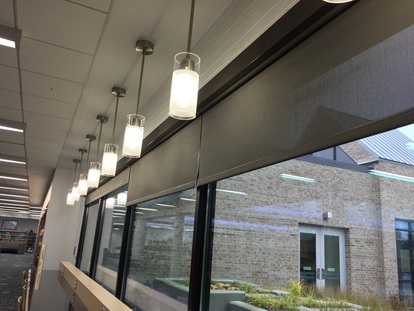 window treatment installed at Middlebury College